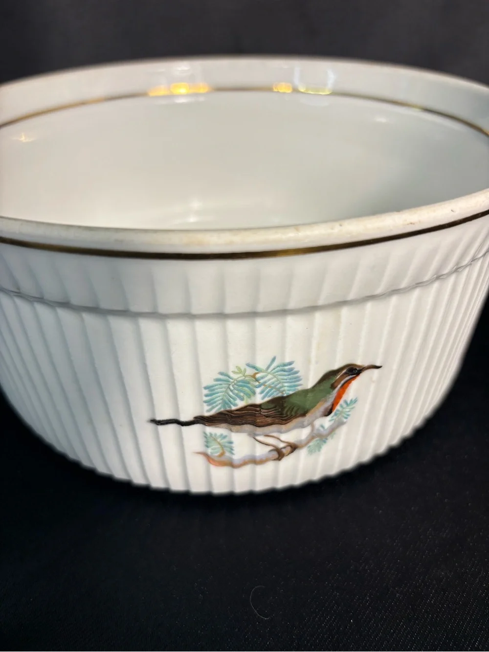VTG RARE Louis Lourioux Le Faune Bakeware Dish Porcelain Birds France